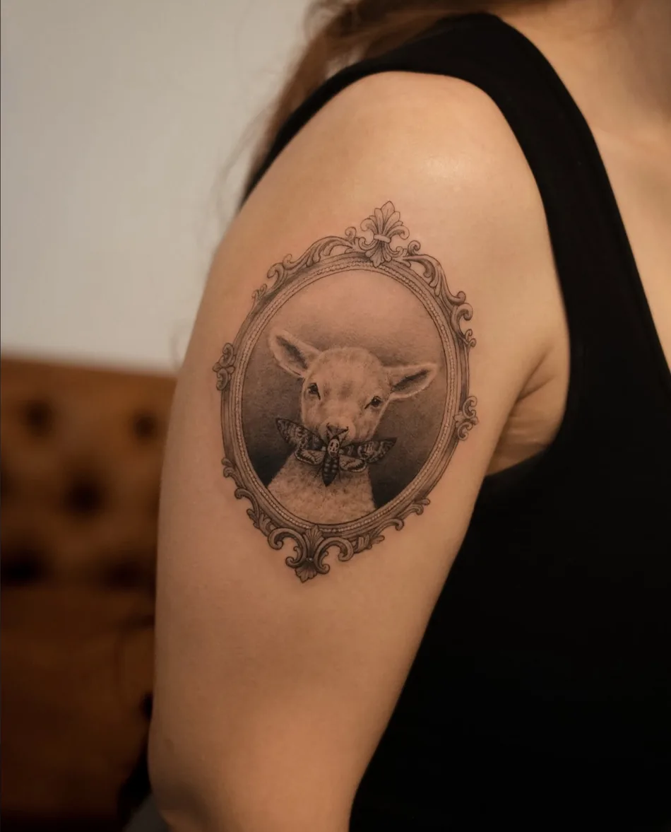 Illustrative lamb tattoo by Christian Cruz